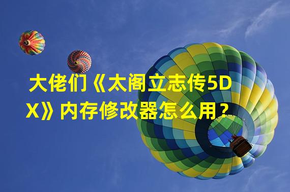 大佬们《太阁立志传5DX》内存修改器怎么用？