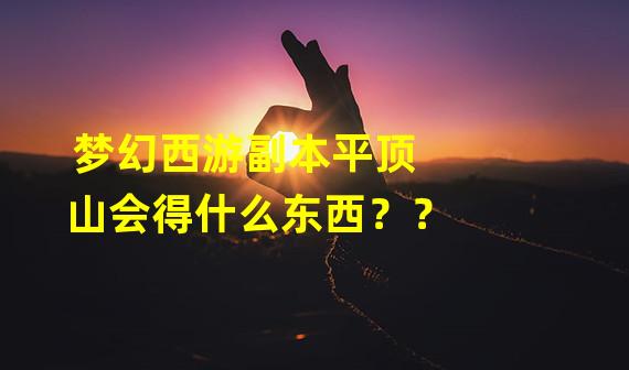 梦幻西游副本平顶山会得什么东西？？