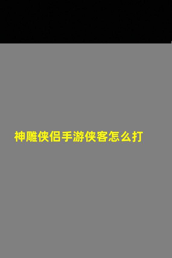 神雕侠侣手游侠客怎么打