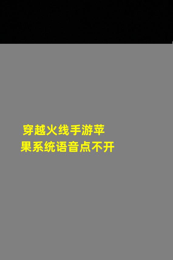 穿越火线手游苹果系统语音点不开