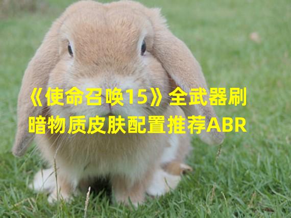 《使命召唤15》全武器刷暗物质皮肤配置推荐ABR