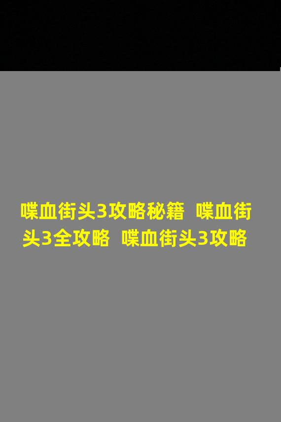 喋血街头3攻略秘籍  喋血街头3全攻略  喋血街头3攻略