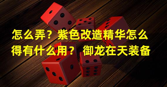 怎么弄？紫色改造精华怎么得有什么用？ 御龙在天装备