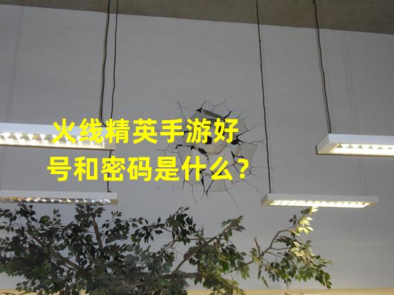 火线精英手游好号和密码是什么？