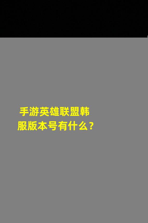 手游英雄联盟韩服版本号有什么？