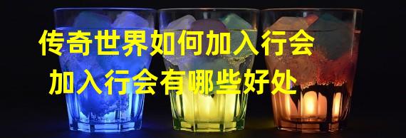 传奇世界如何加入行会 加入行会有哪些好处