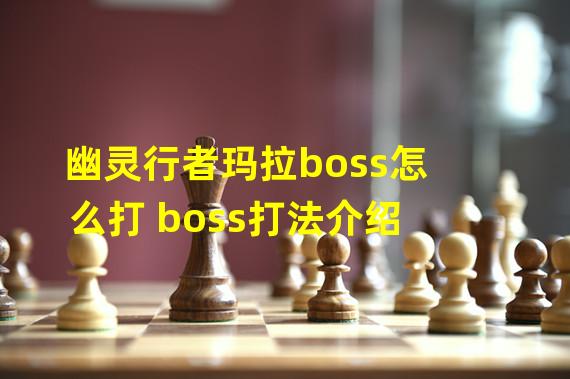 幽灵行者玛拉boss怎么打 boss打法介绍