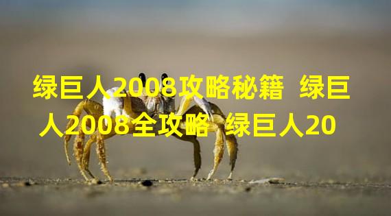 绿巨人2008攻略秘籍  绿巨人2008全攻略  绿巨人2008攻略