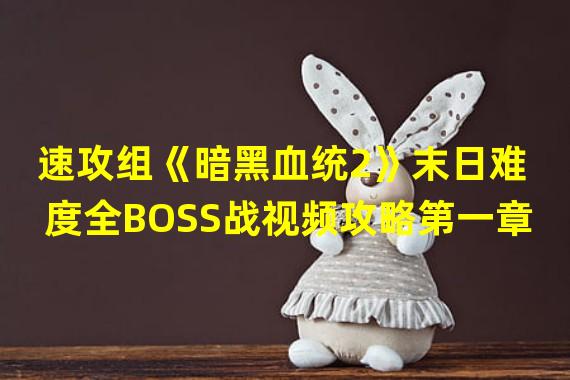 速攻组《暗黑血统2》末日难度全BOSS战视频攻略第一章